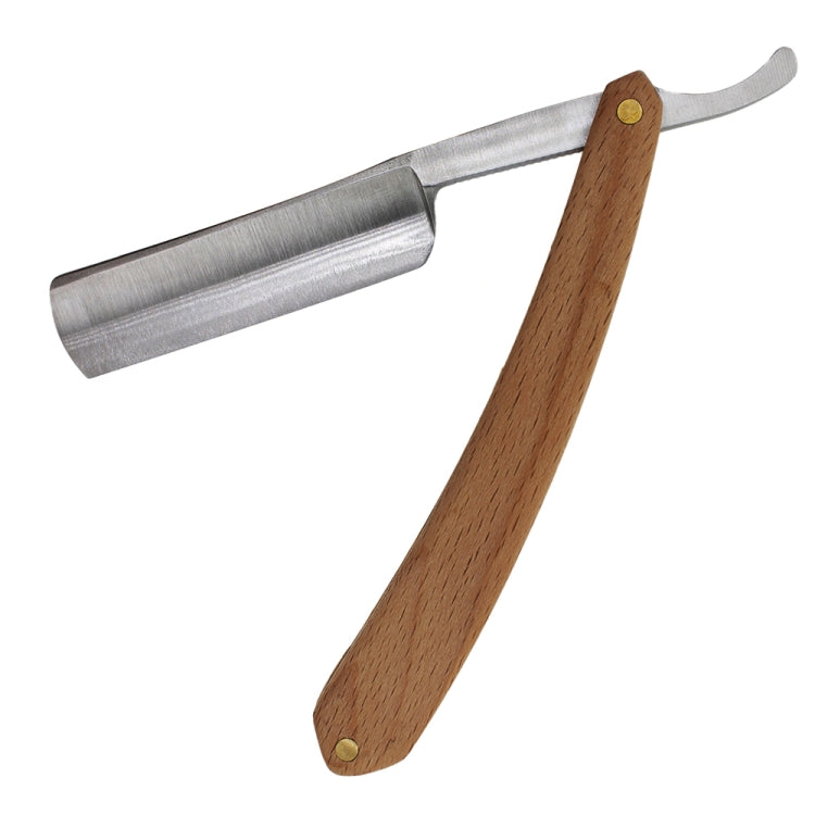 Z-1 Retro Classic Stainless Steel Straight Edge Razor Folding Manual Shaving Shaver Beard Cutter(White Light Wood Texture)