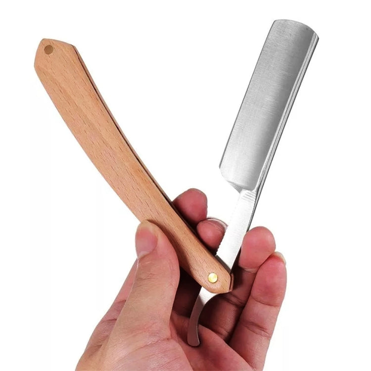 Z-1 Retro Classic Stainless Steel Straight Edge Razor Folding Manual Shaving Shaver Beard Cutter(White Light Wood Texture)
