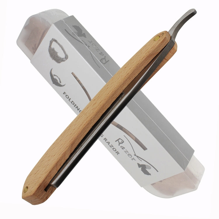 Z-1 Retro Classic Stainless Steel Straight Edge Razor Folding Manual Shaving Shaver Beard Cutter(White Light Wood Texture)