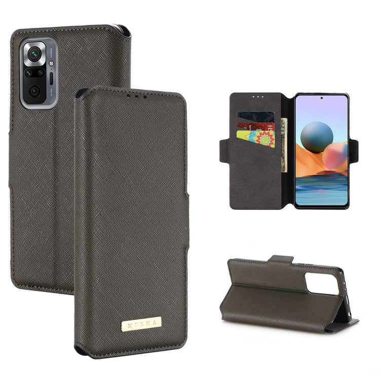For Xiaomi Redmi Note 10 Pro Max MUXMA MX115 Cross Texture Oil Edge Flip Leather Phone Case