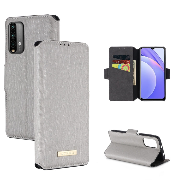 For Xiaomi Redmi Note 9 4G / Redmi 9T MUXMA MX115 Cross Texture Oil Edge Flip Leather Phone Case