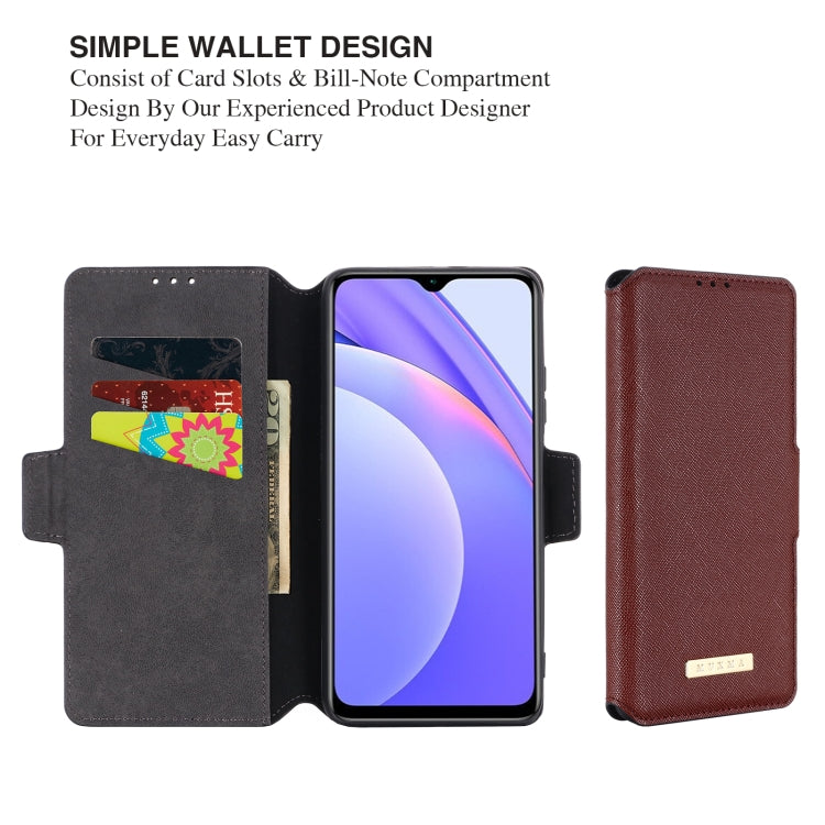 For Xiaomi Redmi Note 9 4G / Redmi 9T MUXMA MX115 Cross Texture Oil Edge Flip Leather Phone Case