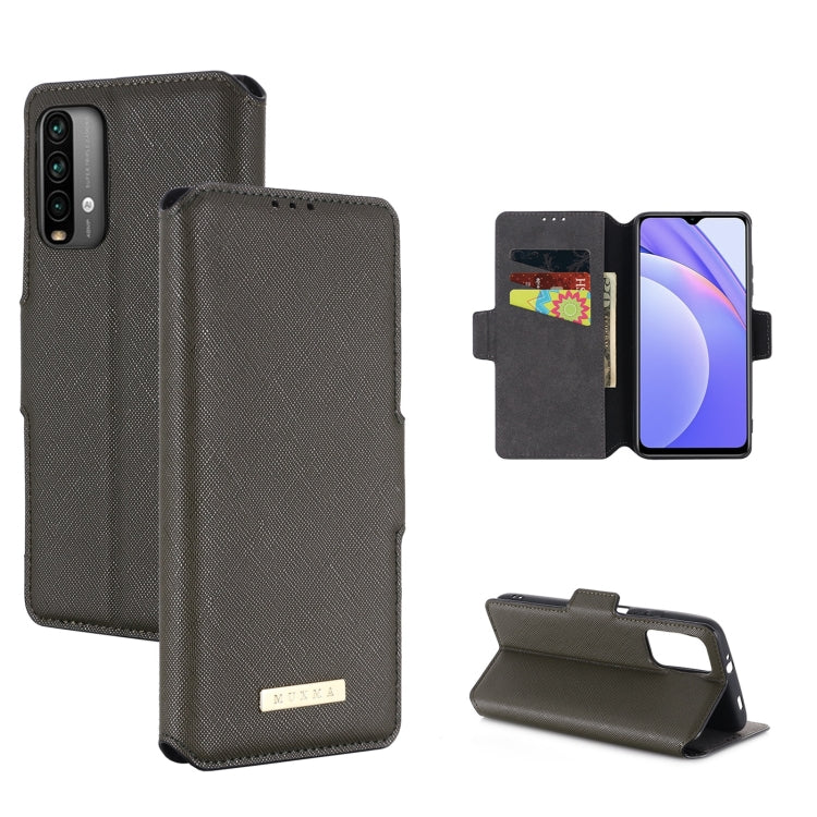 For Xiaomi Redmi Note 9 4G / Redmi 9T MUXMA MX115 Cross Texture Oil Edge Flip Leather Phone Case