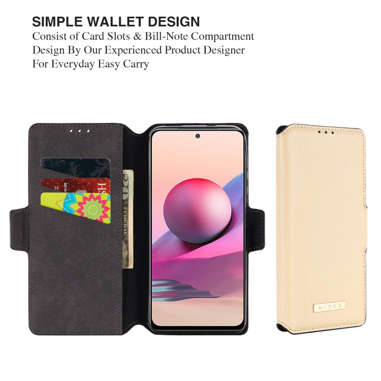 For Xiaomi Redmi Note 10 4G / 10S India MUXMA MX115 Cross Texture Oil Edge Flip Leather Phone Case