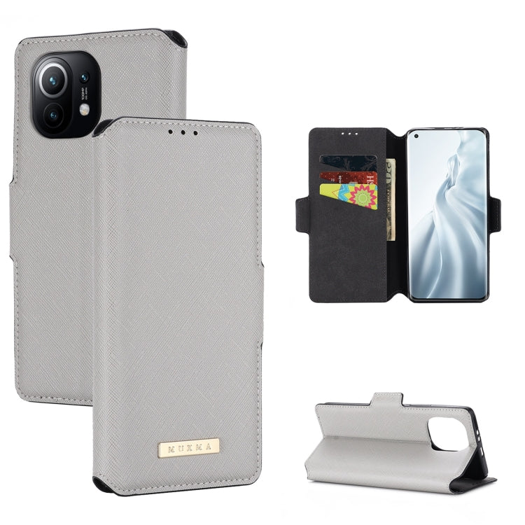 For Xiaomi Mi 11 MUXMA MX115 Cross Texture Oil Edge Flip Leather Phone Case