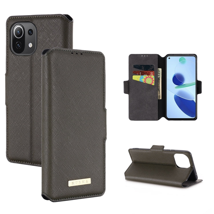 For Xiaomi Mi 11 Lite 5G MUXMA MX115 Cross Texture Oil Edge Flip Leather Phone Case