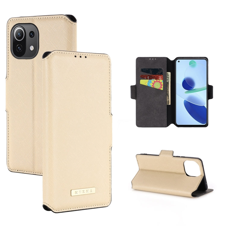 For Xiaomi Mi 11 Lite 5G MUXMA MX115 Cross Texture Oil Edge Flip Leather Phone Case