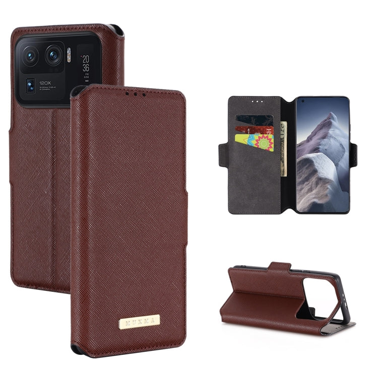 For Xiaomi Mi 11 Ultra MUXMA MX115 Cross Texture Oil Edge Flip Leather Phone Case