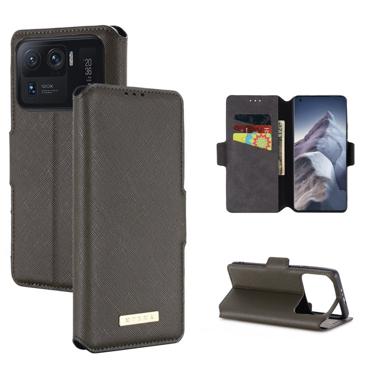 For Xiaomi Mi 11 Ultra MUXMA MX115 Cross Texture Oil Edge Flip Leather Phone Case