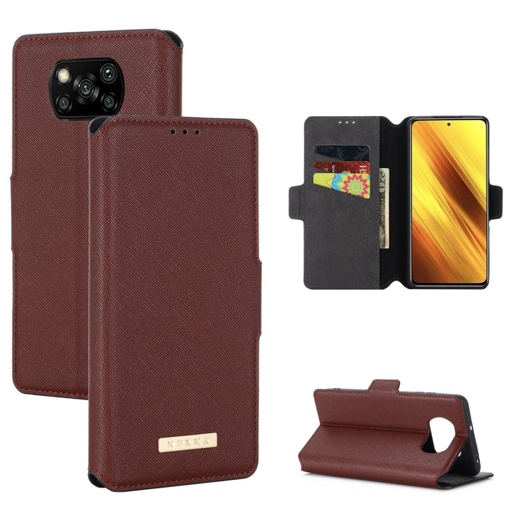 For Xiaomi Poco X3 NFC / X3 MUXMA MX115 Cross Texture Oil Edge Flip Leather Phone Case