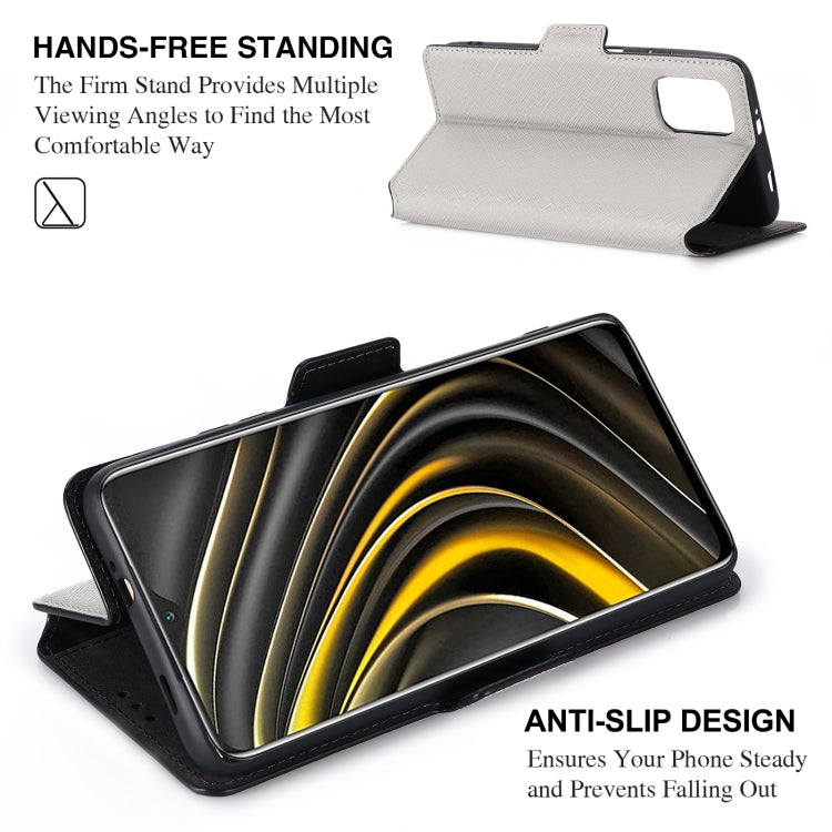 For Xiaomi Poco M3 MUXMA MX115 Cross Texture Oil Edge Flip Leather Phone Case