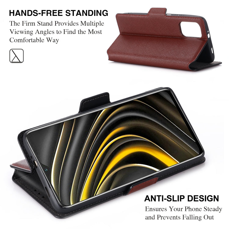 For Xiaomi Poco M3 MUXMA MX115 Cross Texture Oil Edge Flip Leather Phone Case