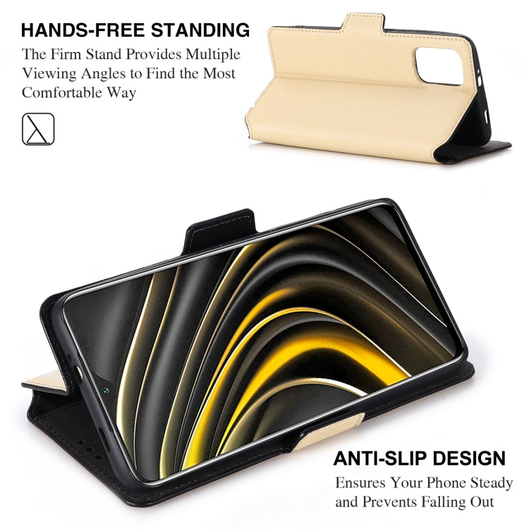 For Xiaomi Poco M3 MUXMA MX115 Cross Texture Oil Edge Flip Leather Phone Case