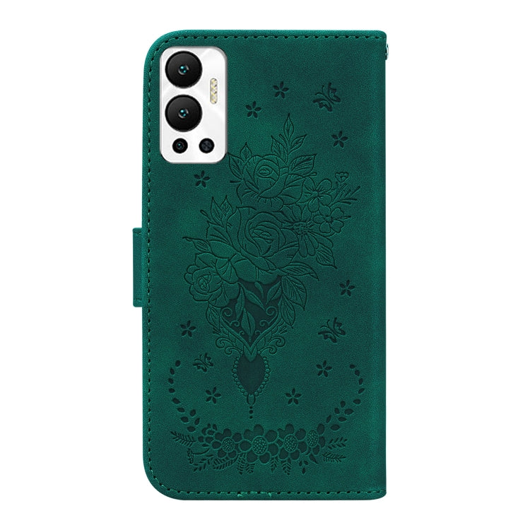 For Infinix Hot 12 Butterfly Rose Embossed Leather Phone Case