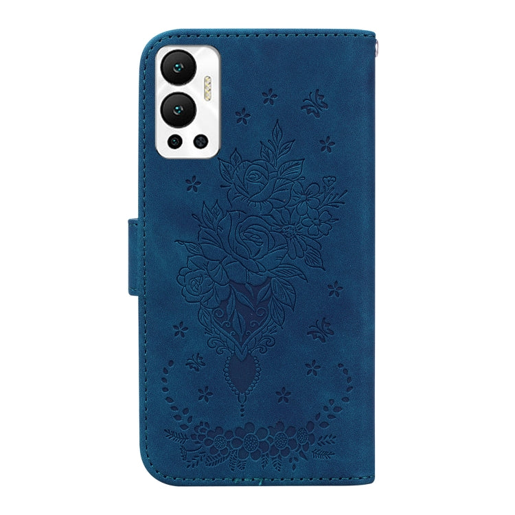 For Infinix Hot 12 Butterfly Rose Embossed Leather Phone Case