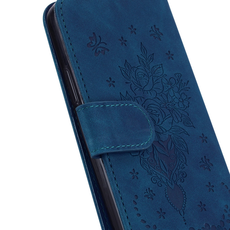 For Infinix Hot 12 Butterfly Rose Embossed Leather Phone Case