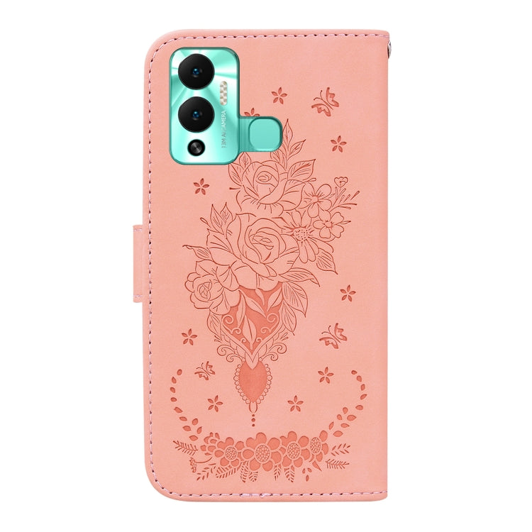 For Infinix Hot 12 Play Butterfly Rose Embossed Leather Phone Case