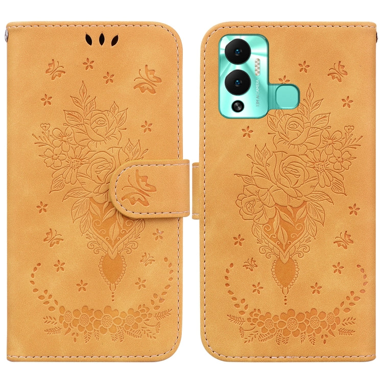 For Infinix Hot 12 Play Butterfly Rose Embossed Leather Phone Case
