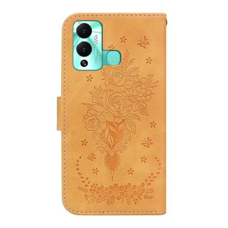 For Infinix Hot 12 Play Butterfly Rose Embossed Leather Phone Case