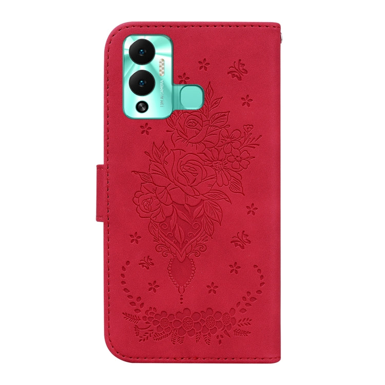 For Infinix Hot 12 Play Butterfly Rose Embossed Leather Phone Case