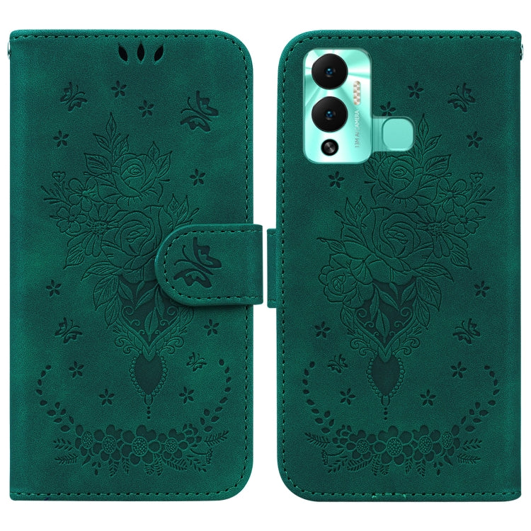 For Infinix Hot 12 Play Butterfly Rose Embossed Leather Phone Case