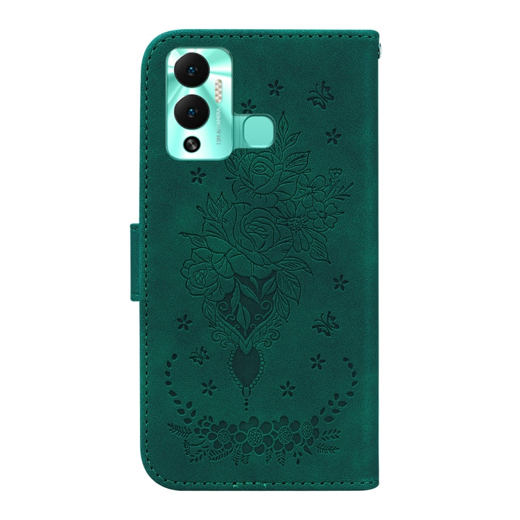 For Infinix Hot 12 Play Butterfly Rose Embossed Leather Phone Case