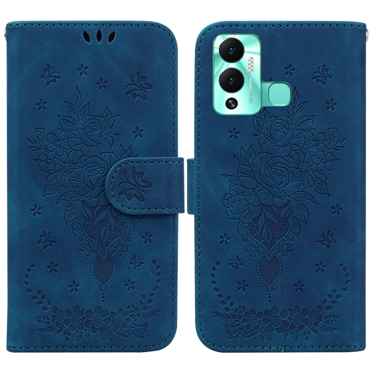 For Infinix Hot 12 Play Butterfly Rose Embossed Leather Phone Case