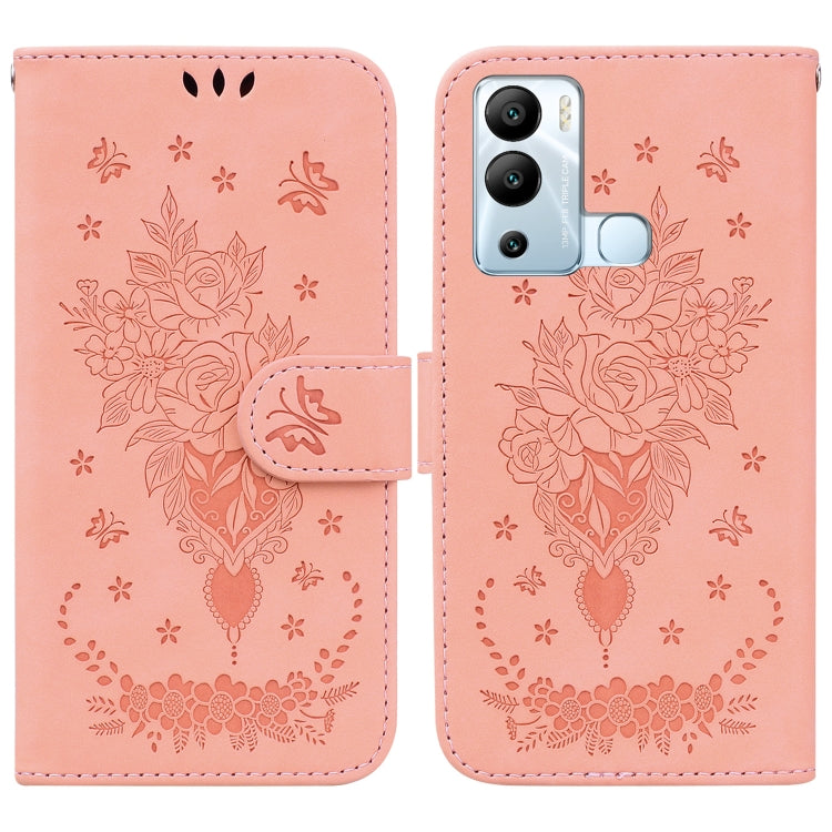 For Infinix Hot 12i Butterfly Rose Embossed Leather Phone Case