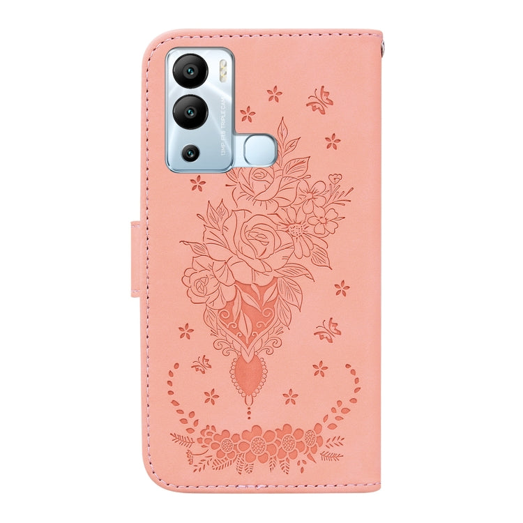 For Infinix Hot 12i Butterfly Rose Embossed Leather Phone Case