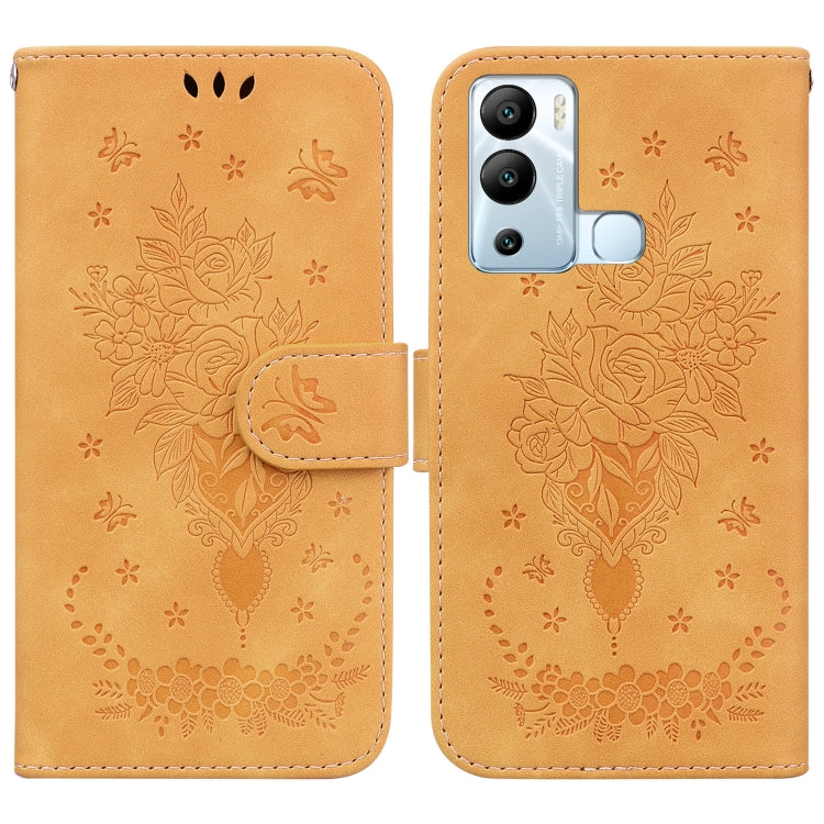 For Infinix Hot 12i Butterfly Rose Embossed Leather Phone Case