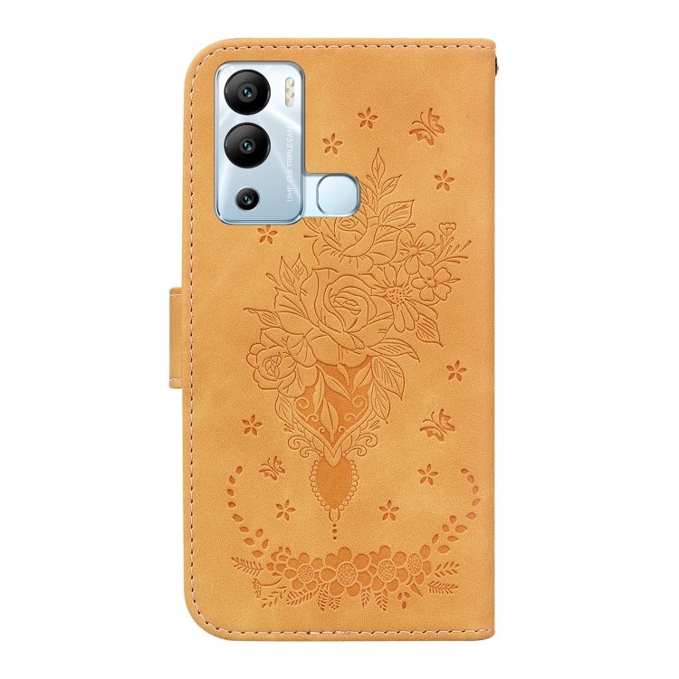 For Infinix Hot 12i Butterfly Rose Embossed Leather Phone Case