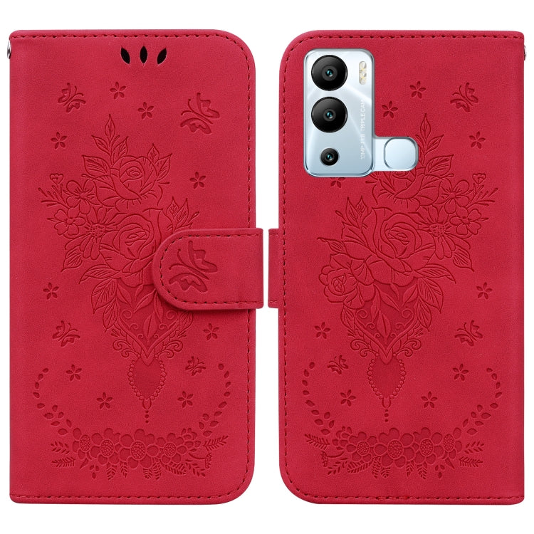 For Infinix Hot 12i Butterfly Rose Embossed Leather Phone Case