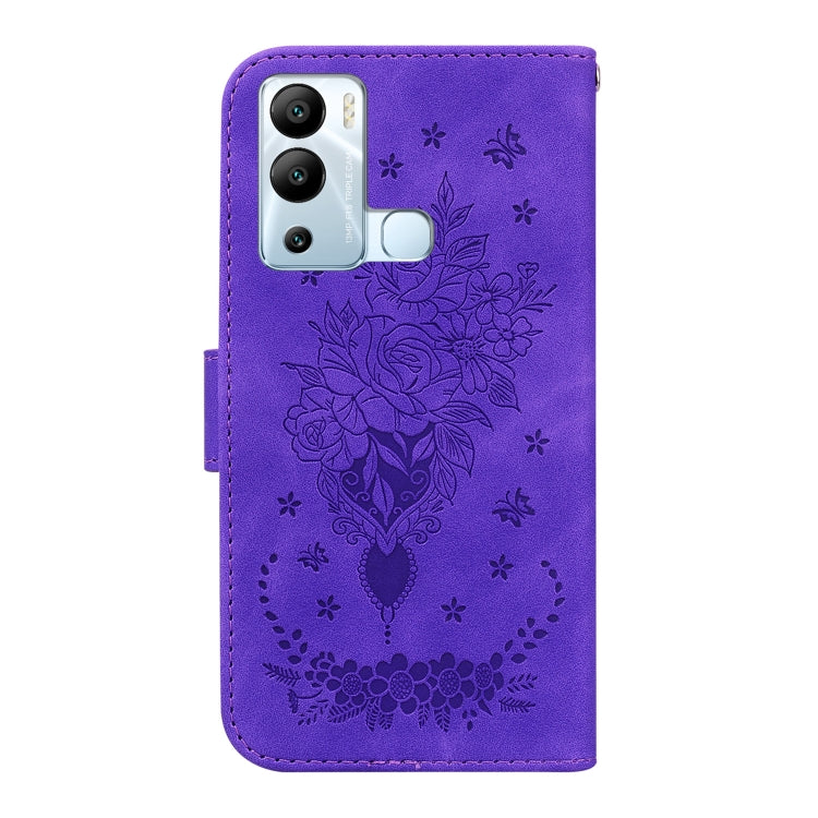 For Infinix Hot 12i Butterfly Rose Embossed Leather Phone Case