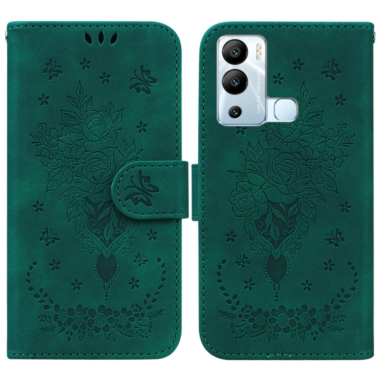 For Infinix Hot 12i Butterfly Rose Embossed Leather Phone Case