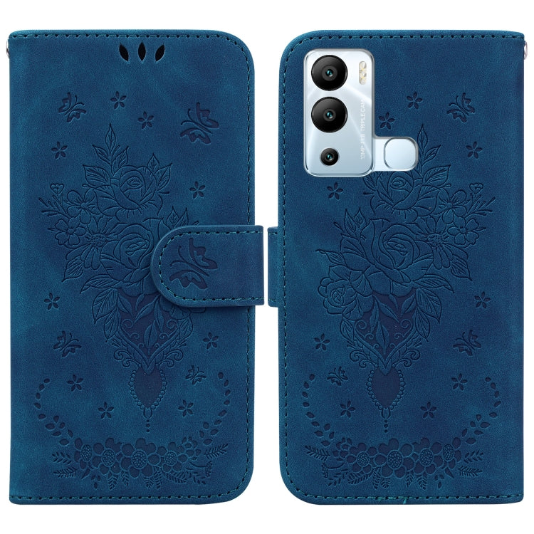 For Infinix Hot 12i Butterfly Rose Embossed Leather Phone Case