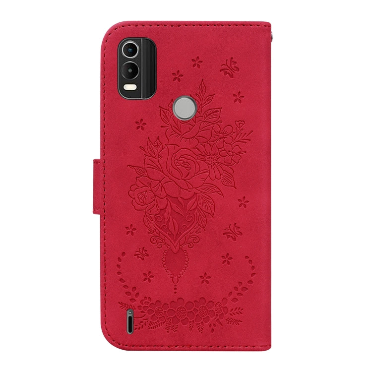 For Nokia C21 Plus Butterfly Rose Embossed Leather Phone Case