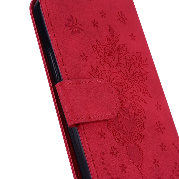 For Nokia C21 Plus Butterfly Rose Embossed Leather Phone Case