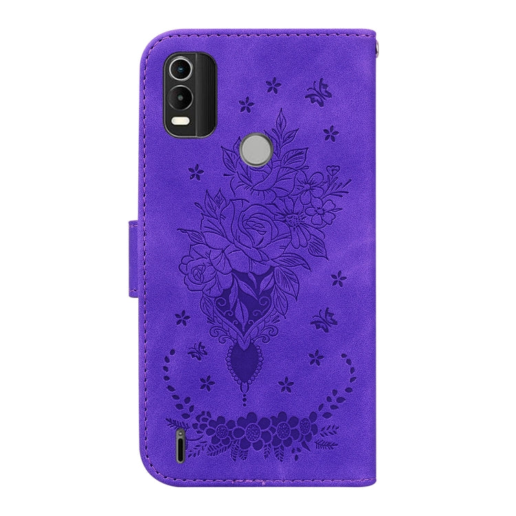 For Nokia C21 Plus Butterfly Rose Embossed Leather Phone Case