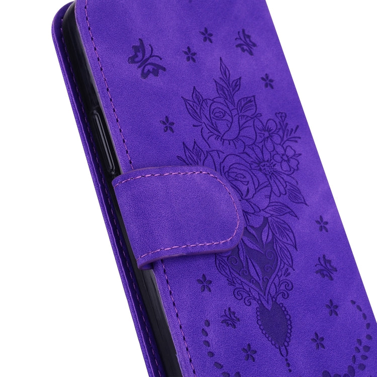 For Nokia C21 Plus Butterfly Rose Embossed Leather Phone Case
