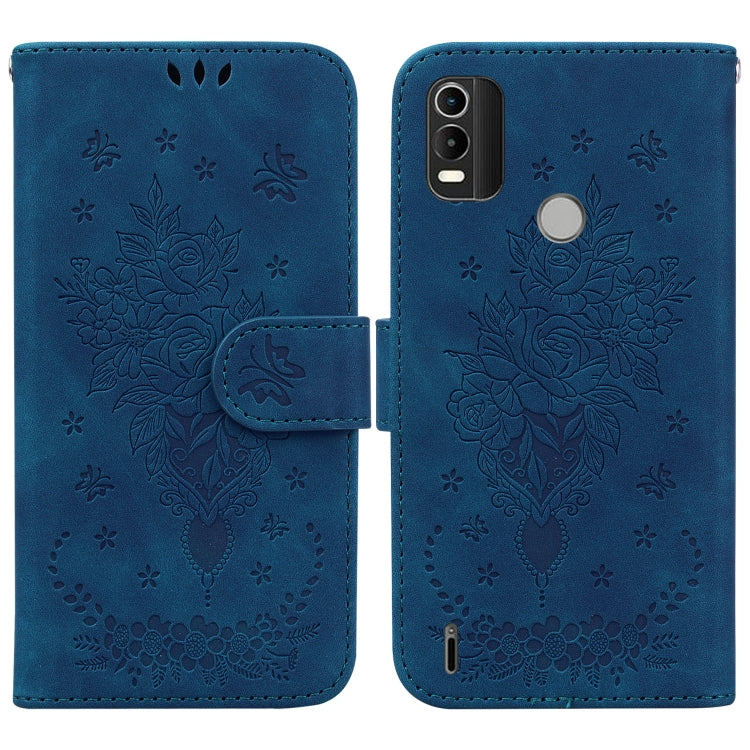 For Nokia C21 Plus Butterfly Rose Embossed Leather Phone Case