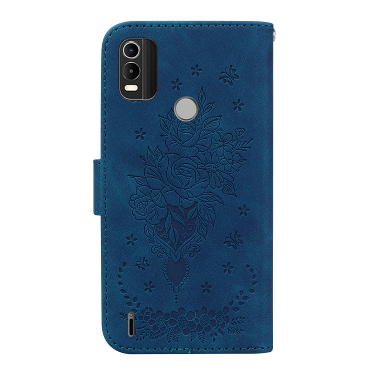 For Nokia C21 Plus Butterfly Rose Embossed Leather Phone Case
