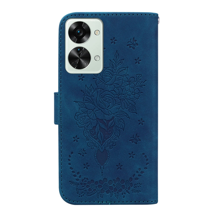 For OnePlus Nord 2T Butterfly Rose Embossed Leather Phone Case