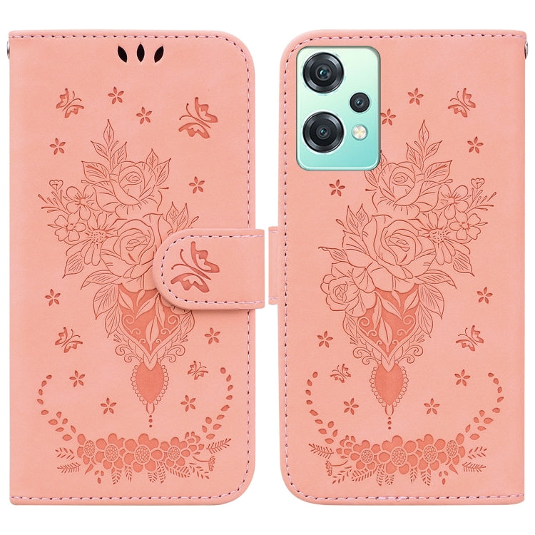 For OnePlus Nord CE 2 Lite 5G Butterfly Rose Embossed Leather Phone Case