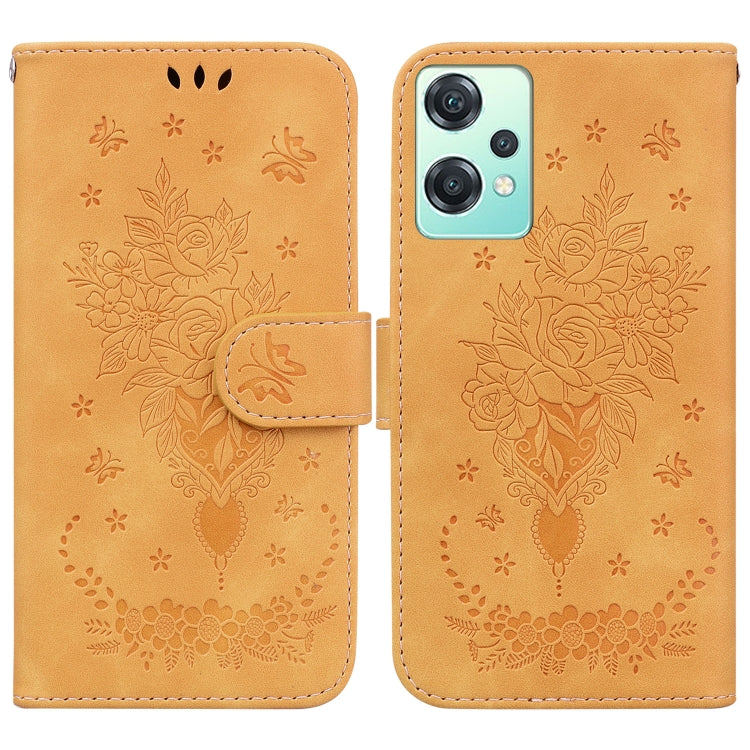 For OnePlus Nord CE 2 Lite 5G Butterfly Rose Embossed Leather Phone Case
