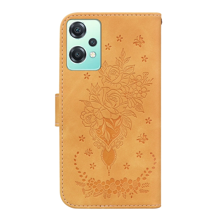 For OnePlus Nord CE 2 Lite 5G Butterfly Rose Embossed Leather Phone Case