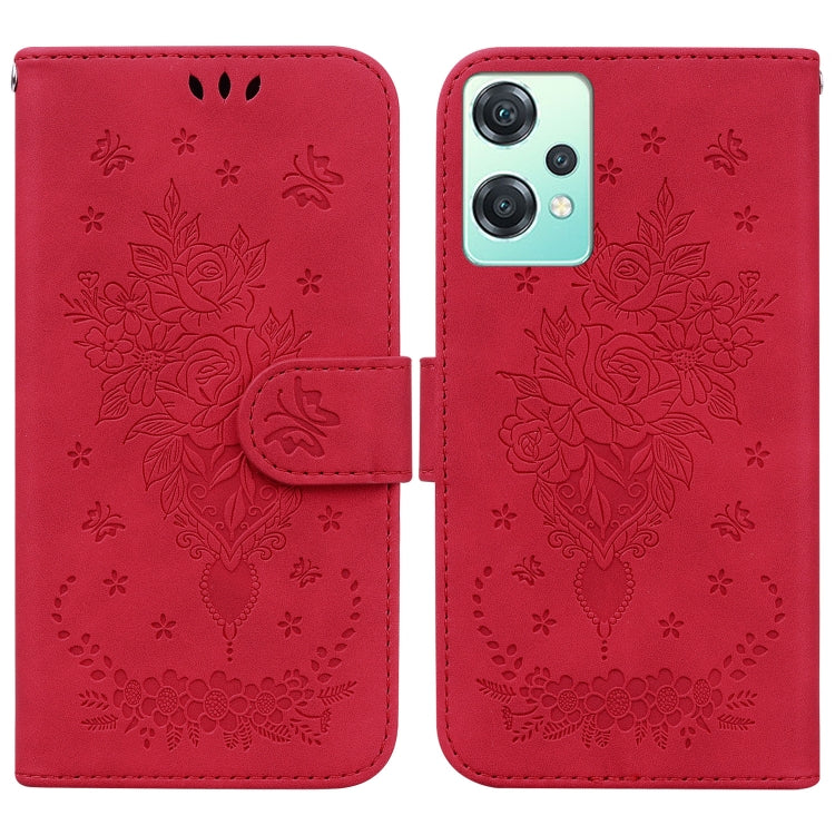 For OnePlus Nord CE 2 Lite 5G Butterfly Rose Embossed Leather Phone Case