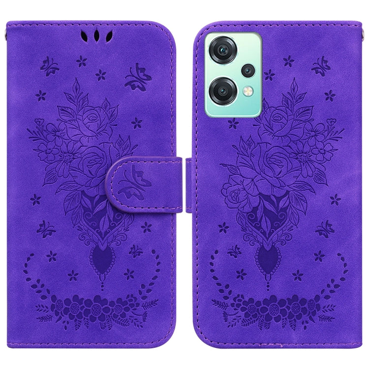 For OnePlus Nord CE 2 Lite 5G Butterfly Rose Embossed Leather Phone Case