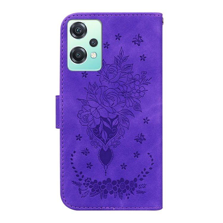 For OnePlus Nord CE 2 Lite 5G Butterfly Rose Embossed Leather Phone Case