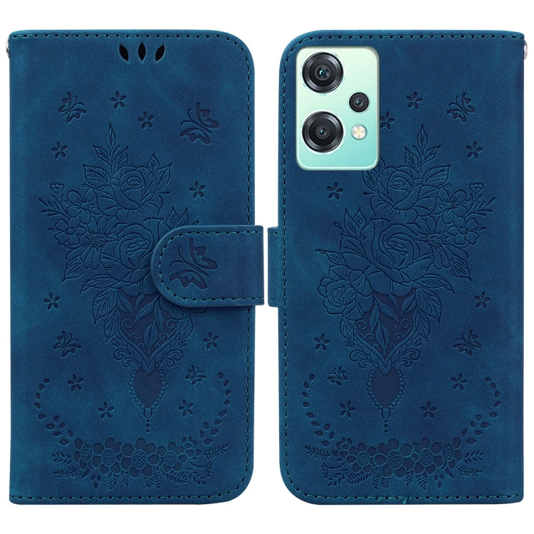 For OnePlus Nord CE 2 Lite 5G Butterfly Rose Embossed Leather Phone Case