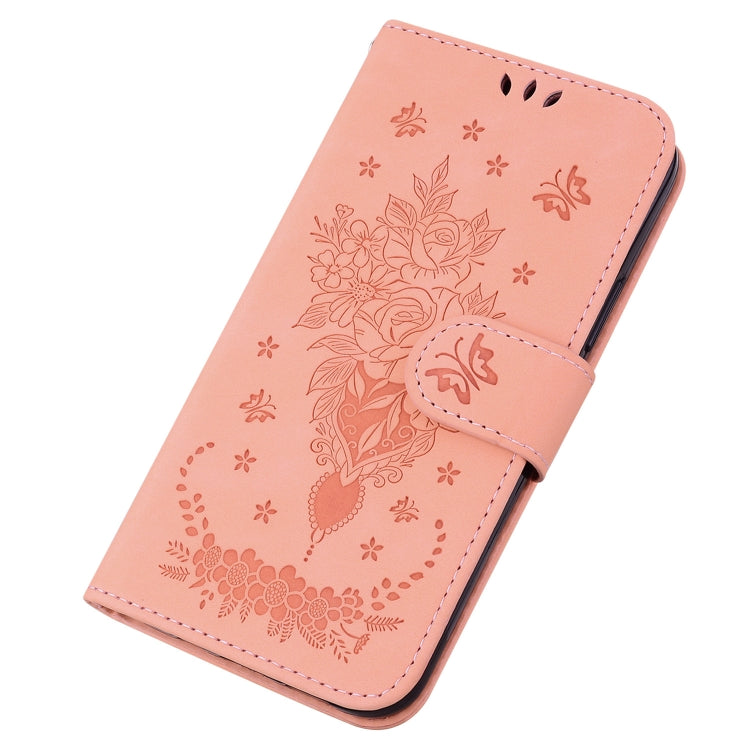For Tecno Spark 8 Pro Butterfly Rose Embossed Leather Phone Case